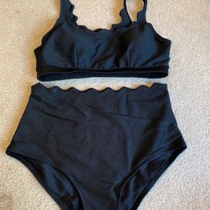 Black high waisted bathing suit